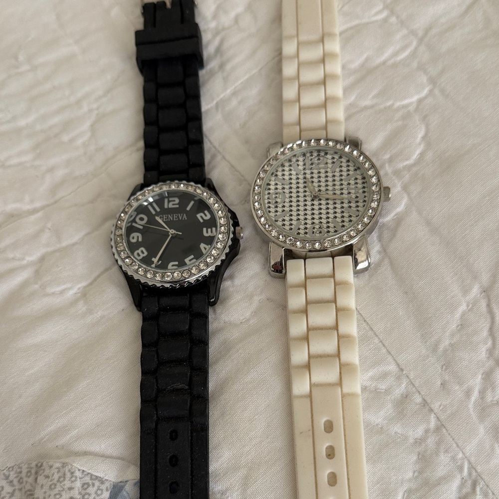 Geneva Black and Cream Watch Duo
